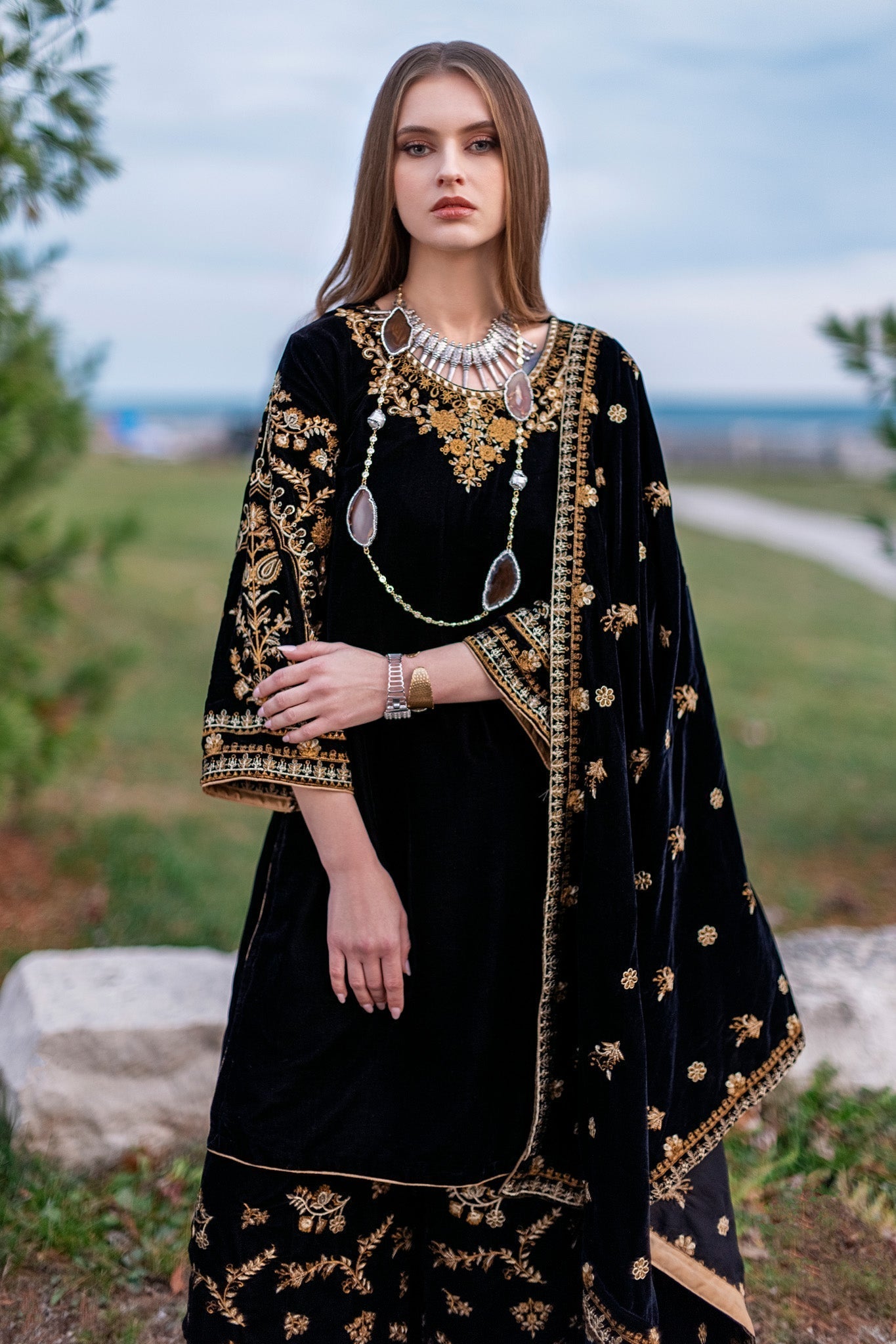 Panache Apparel Stitched Velvet Collection-Eclipse