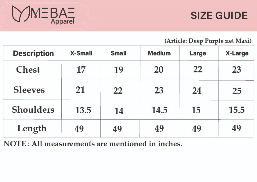 MeBae Stitched Frock Collection-Deep purple net frock