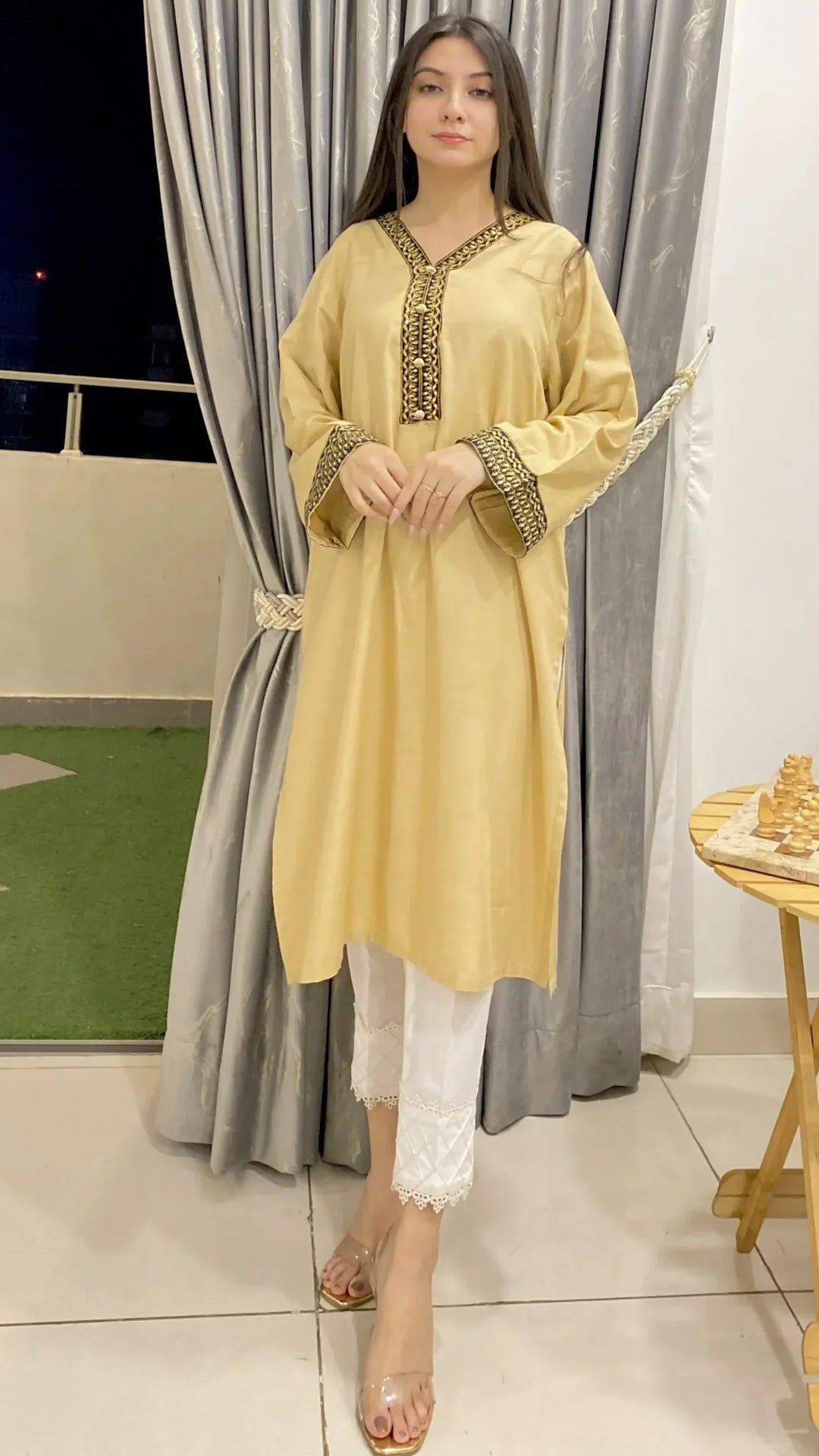 Urban Cut Sleek & Unique Design Cotton Embroidered Kurta 1 Piece