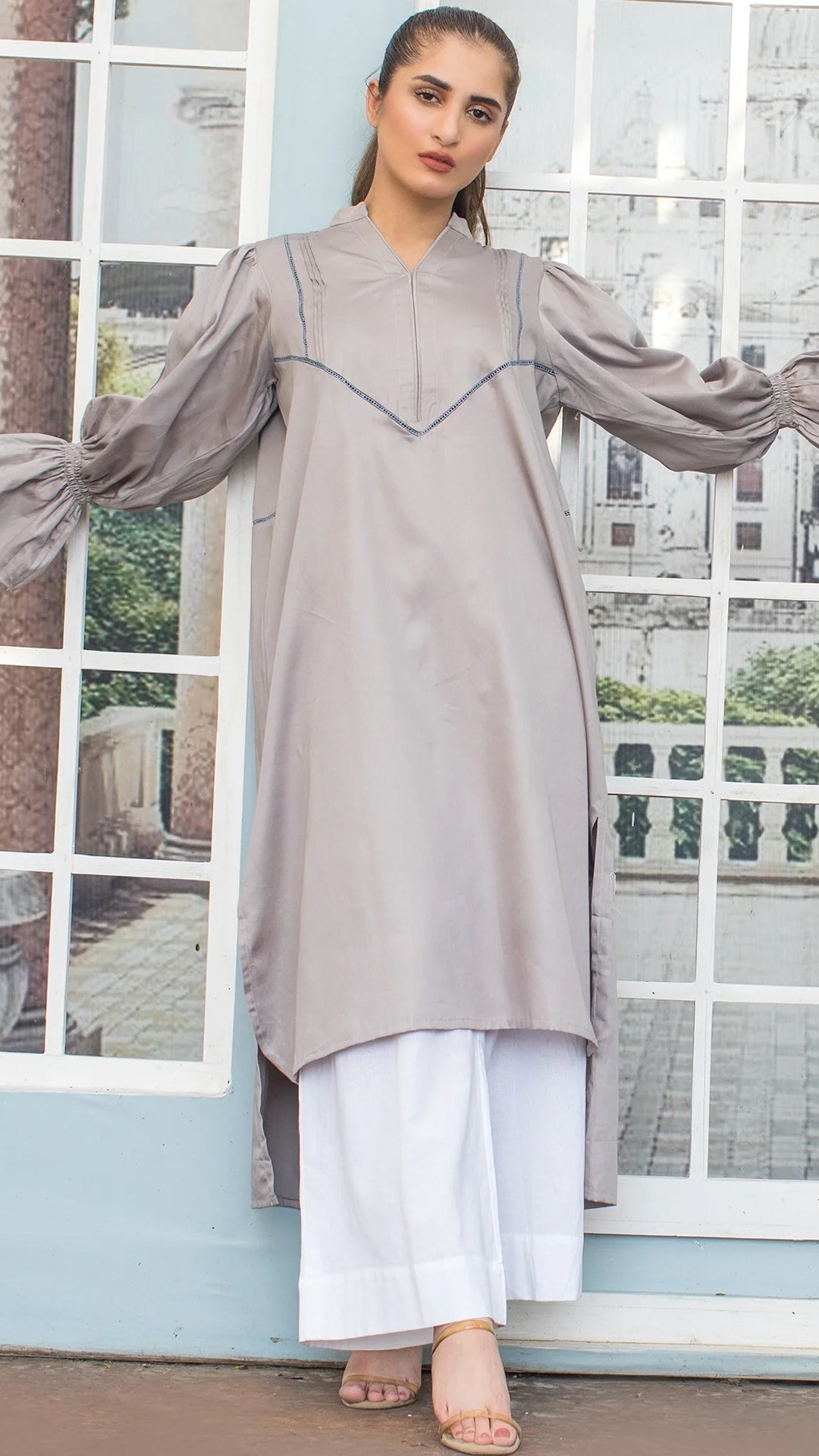 Urban Cut 1 Piece Cotton Embellished Satin Kurta