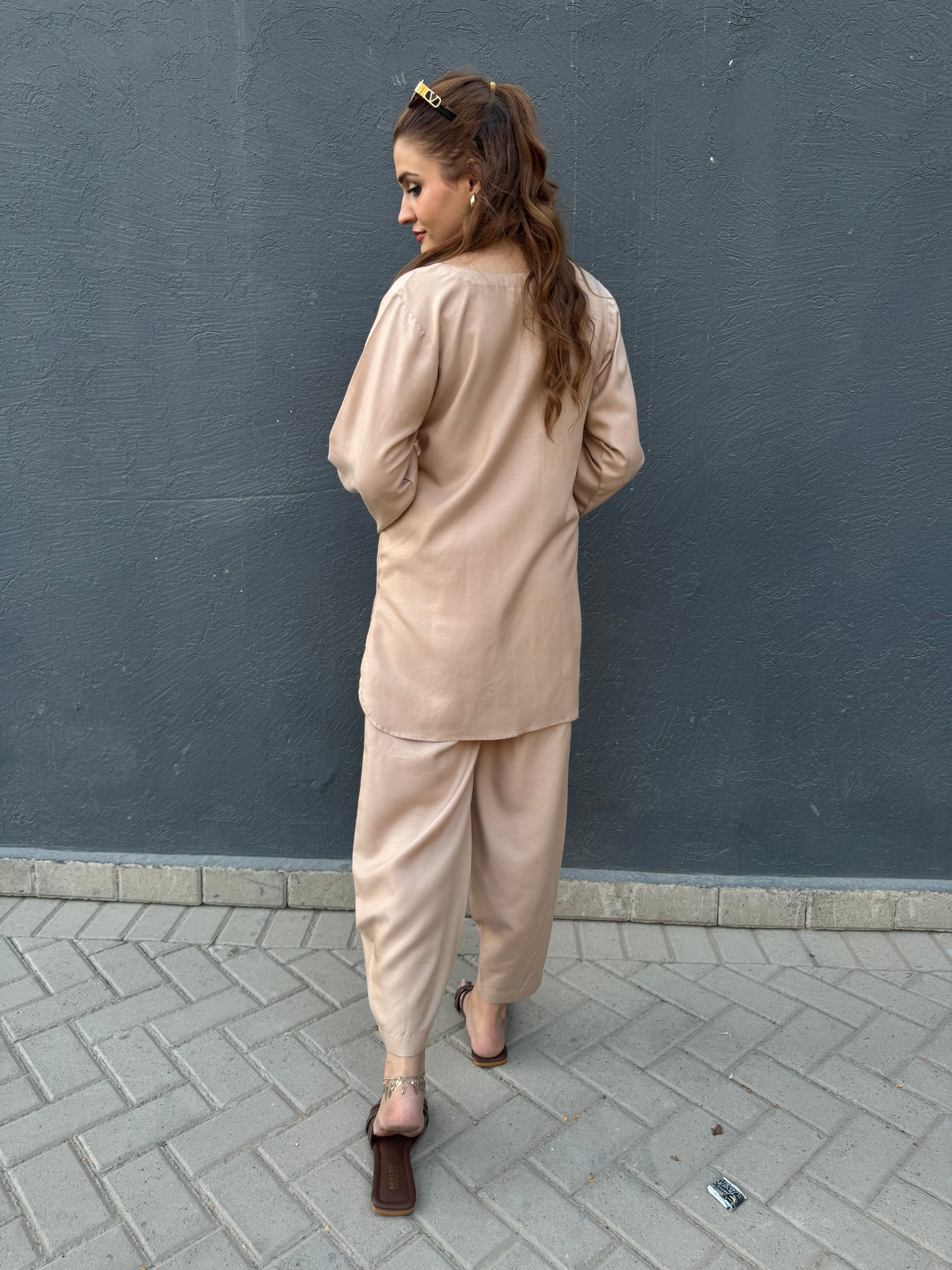 Zaman By MNM Stitched 2 Piece Winter Pret Collection'2024-Beige Bliss