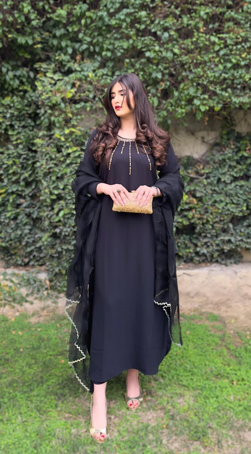 Manahils Stitched Black Embellished Swarovski