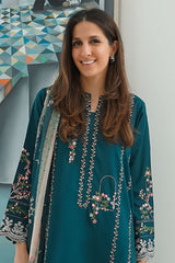 Festive Edit By Sahar Unstitched 3 Piece Emb Lawn Vol-02 Collection-EL-V2-S25-02-Teal Gardenia