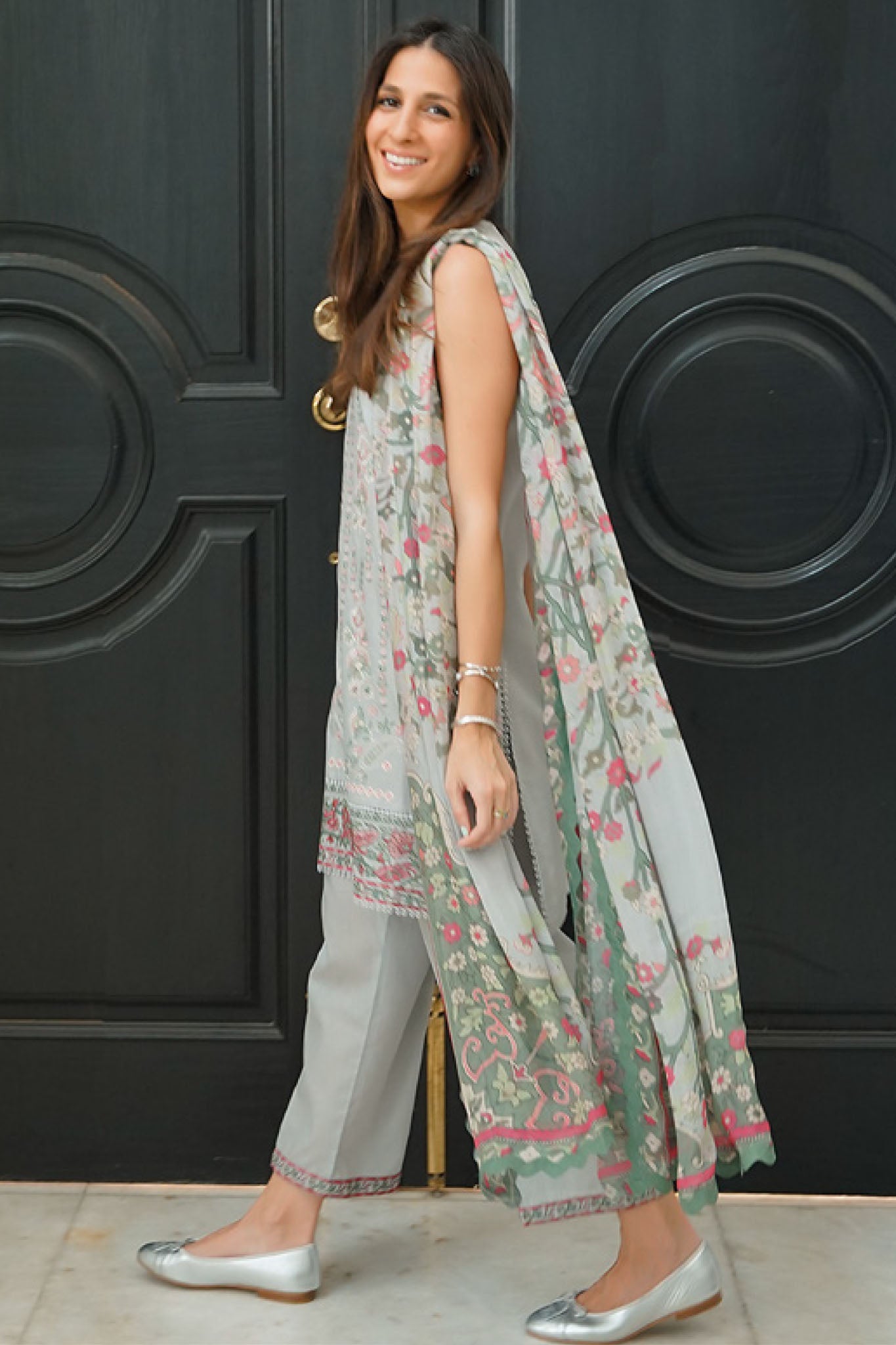 Festive Edit By Sahar Unstitched 3 Piece Emb Lawn Vol-02 Collection-EL-V2-S25-03-Silver Petal