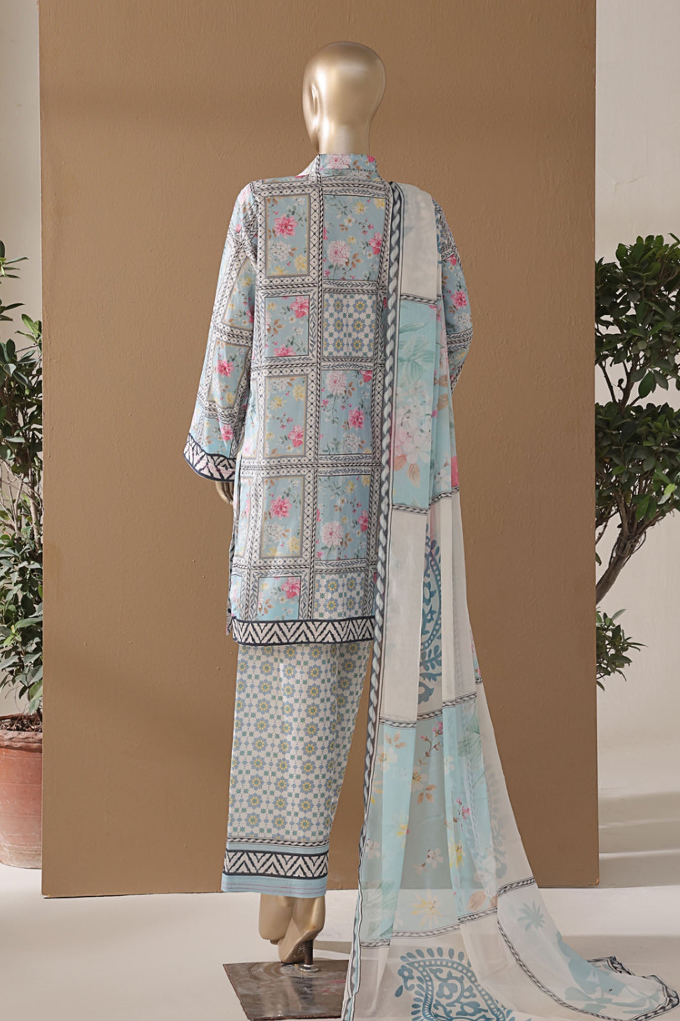 Intermix Art & Craft By HZ Stitched 3 Piece Printed Cambric Collection'2025-ELP-3P-535-Sky