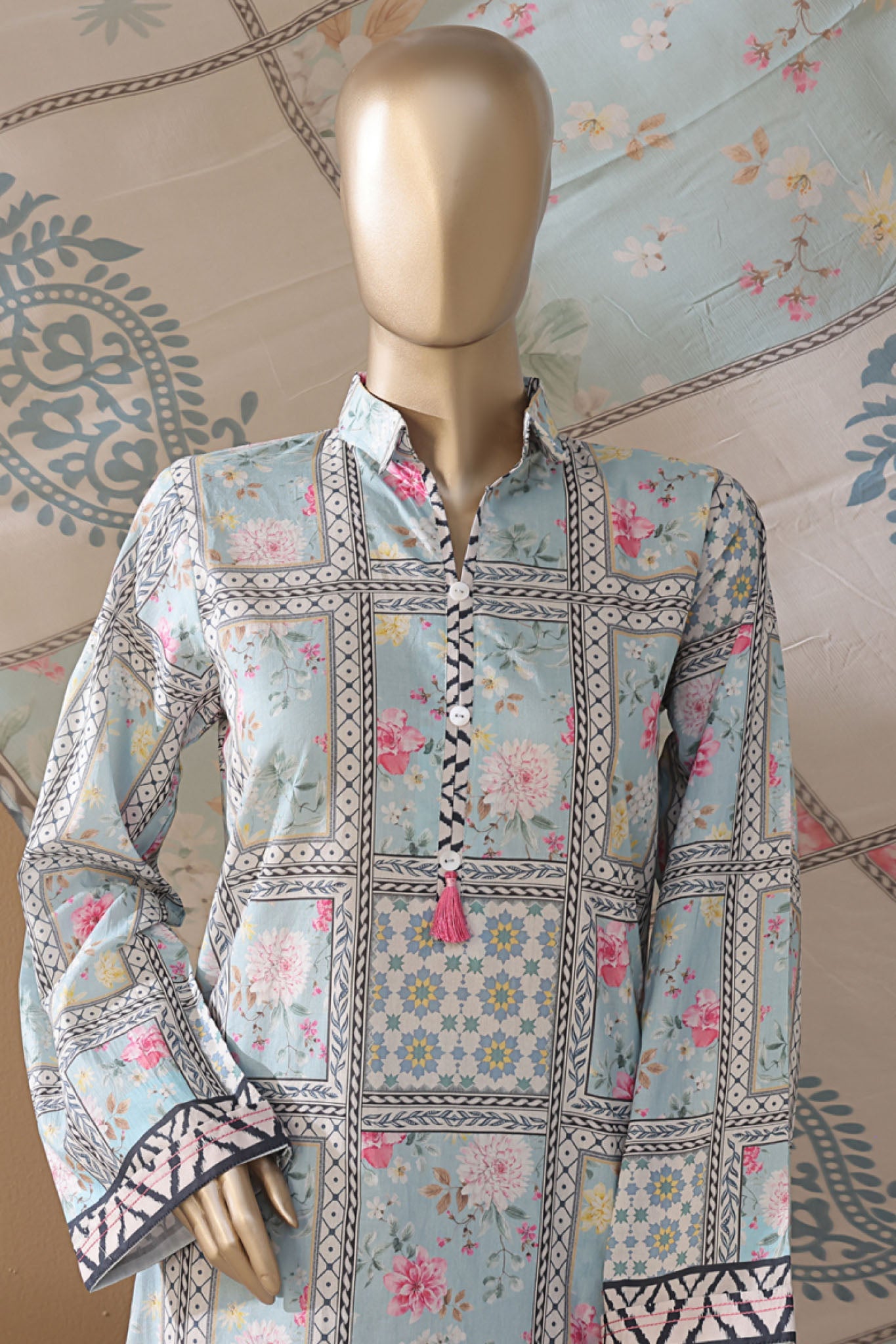 Intermix Art & Craft By HZ Stitched 3 Piece Printed Cambric Collection'2025-ELP-3P-535-Sky