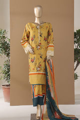 Intermix Art & Craft By HZ Stitched 3 Piece Printed Cambric Collection'2025-ELP-3P-536-Mustard