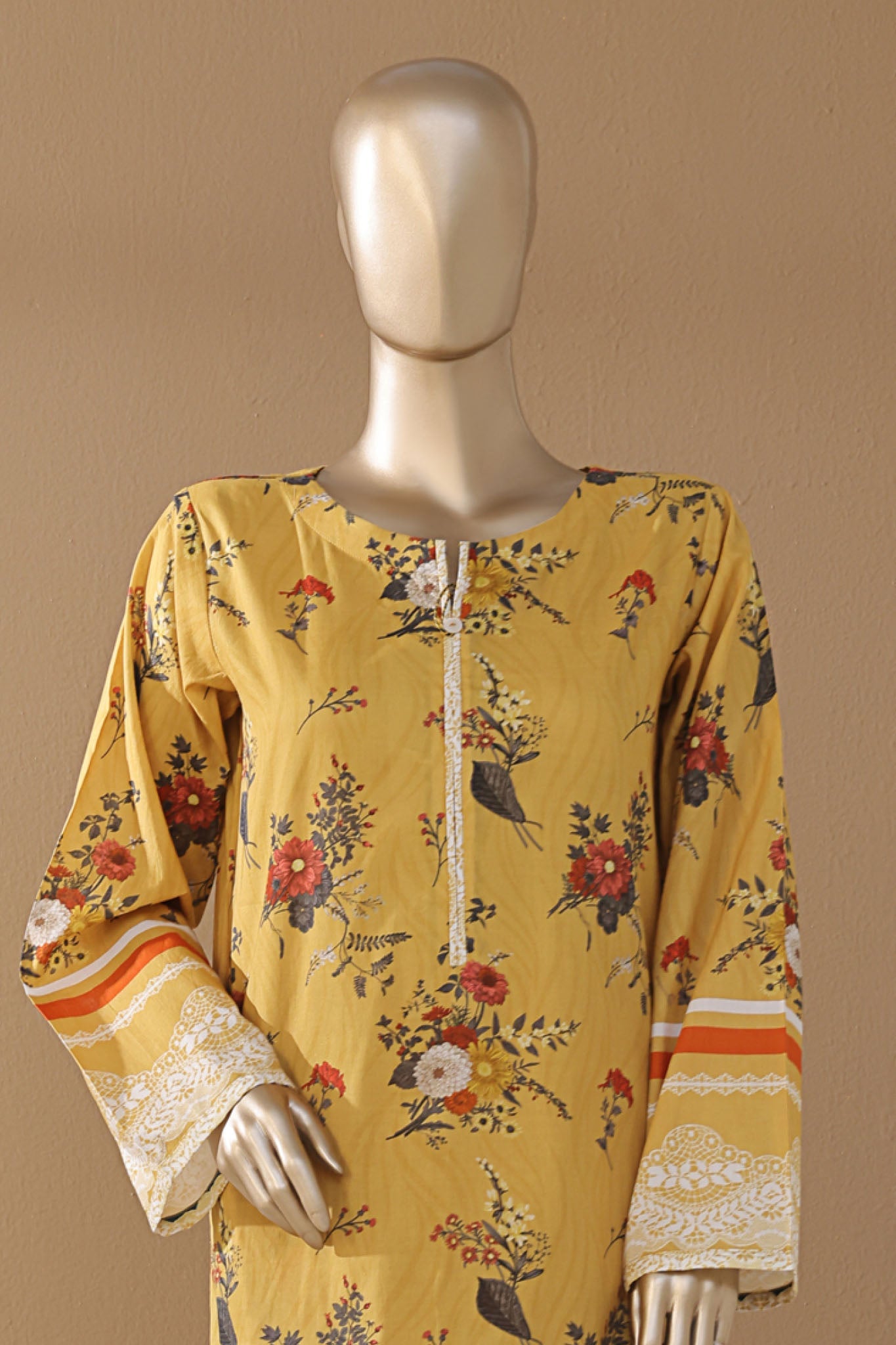 Intermix Art & Craft By HZ Stitched 3 Piece Printed Cambric Collection'2025-ELP-3P-536-Mustard