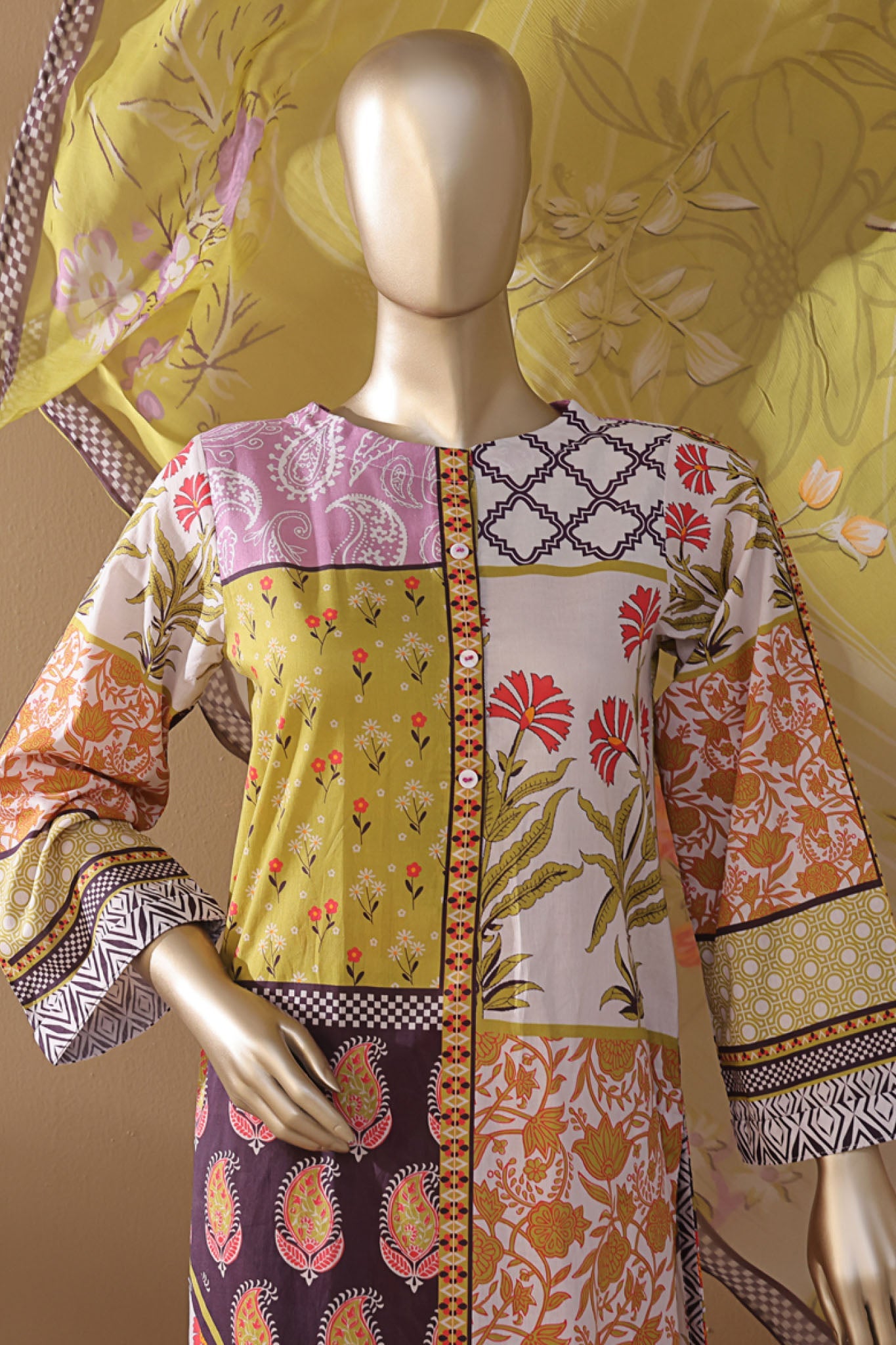 Intermix Art & Craft By HZ Stitched 3 Piece Printed Cambric Collection'2025-ELP-3P-537-Multi