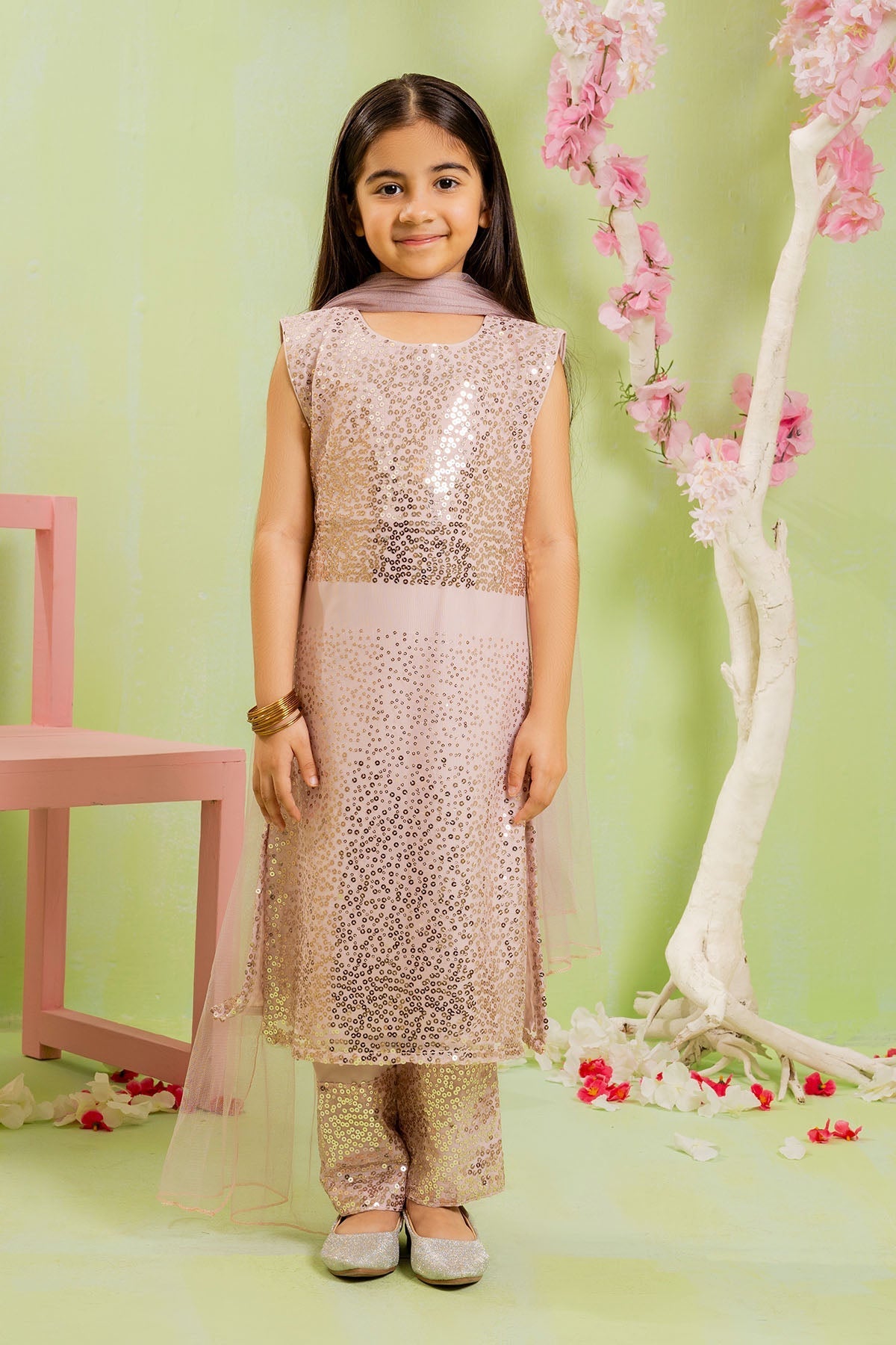 Shop Sequence Embroidered Net 3 Pc Suit for kidsâ??stylish, comfortable, and affordable.