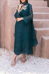 Azure Ensembles 3 Piece Unstitched Festive Formals Collection'2024-AS-115-Emerald Bloom