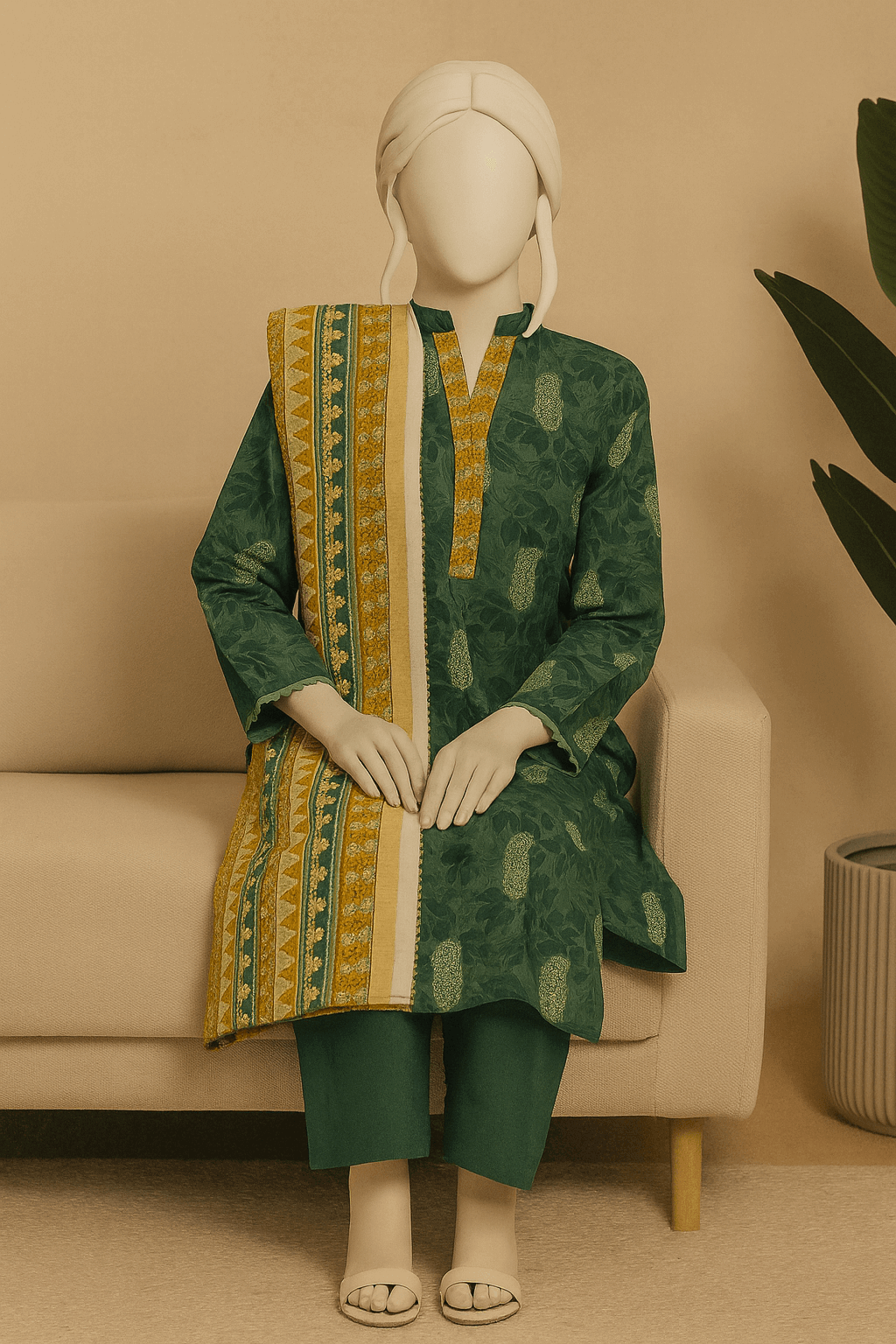 Almeerah Unstitched 3 Piece Luxe Summer Collection'2025-Emerald Green Allure