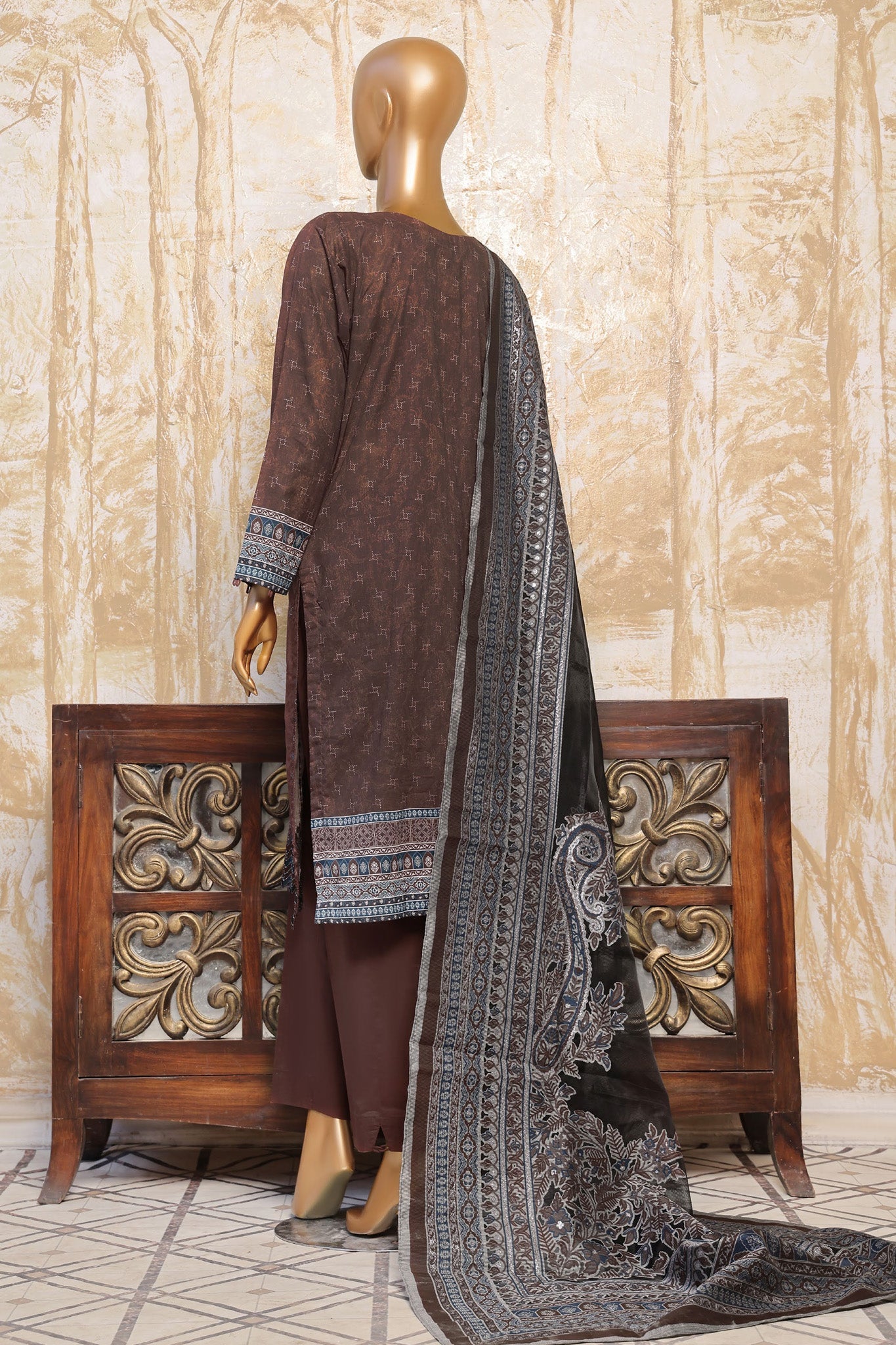 HZ Premium Stitched 3 Piece Festive Digital Printed Emb Lawn Collection'2024-FEL-410