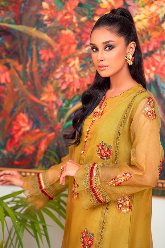 Zaaviay Stitched Organza Collection fern (Two Piece)