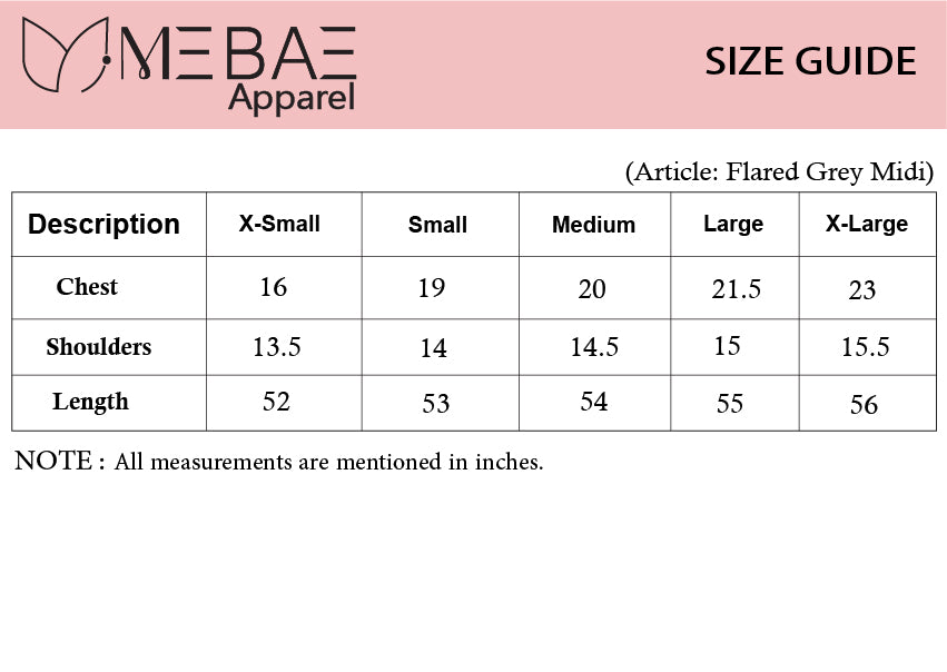 MeBae Stitched Maxi Collection-Flared Grey Midi