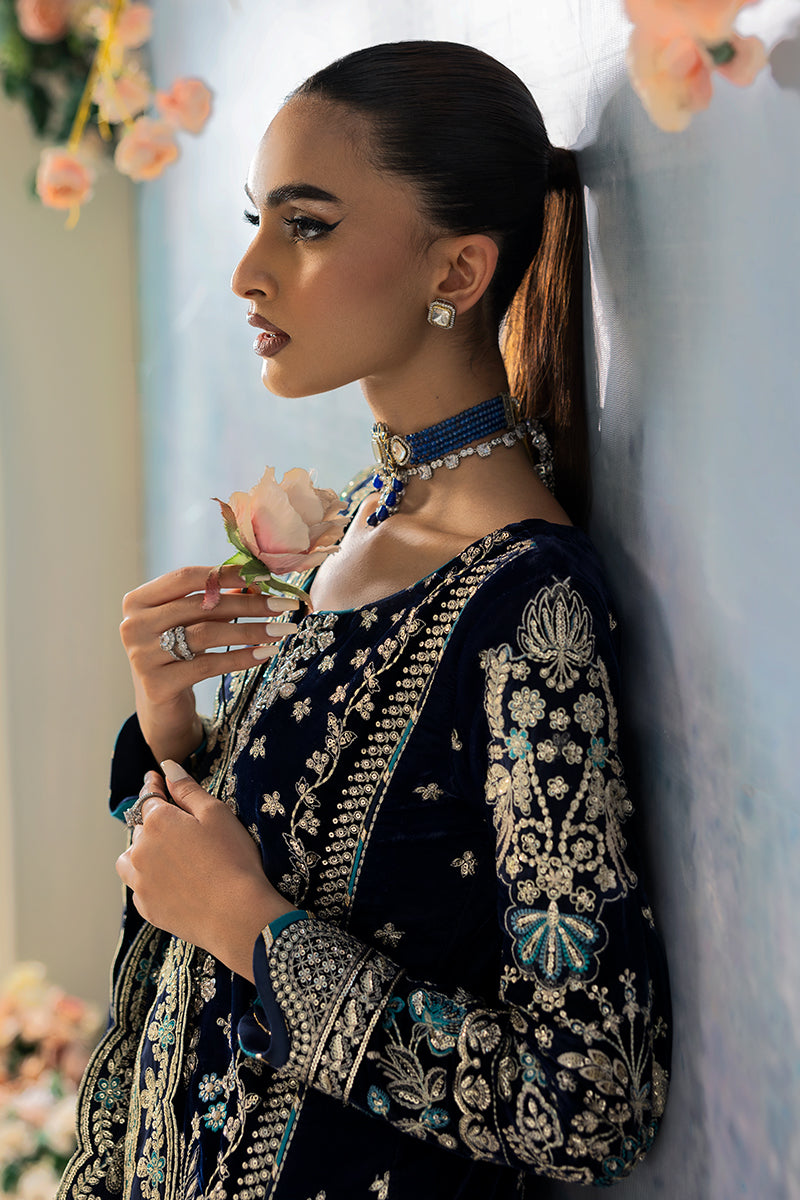 Celeste By Gulaal Unstitched 3 Piece Velvet Collection'2025-Azure