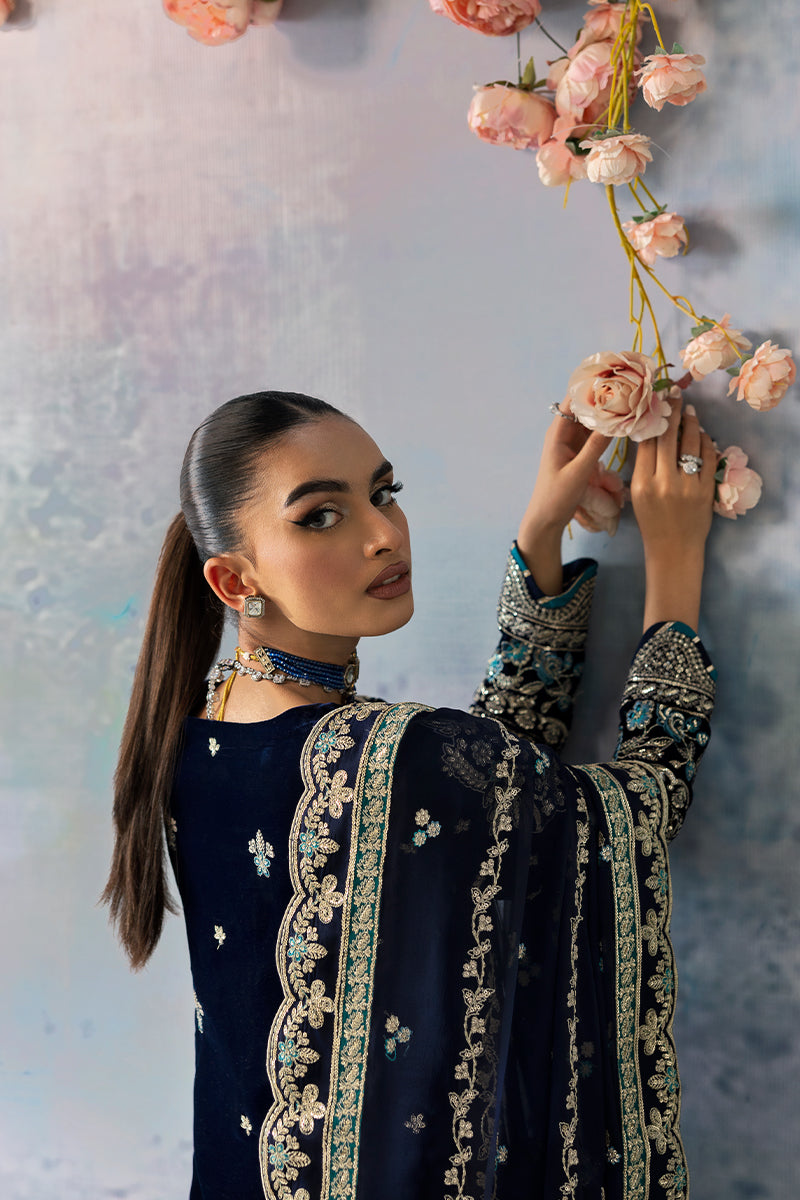 Celeste By Gulaal Unstitched 3 Piece Velvet Collection'2025-Azure