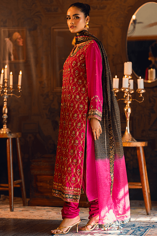 Qarmazi By Zaaviay Stitched Giti (Three Piece)