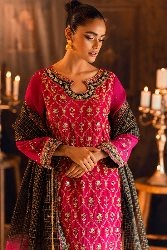Qarmazi By Zaaviay Stitched Giti (Three Piece)