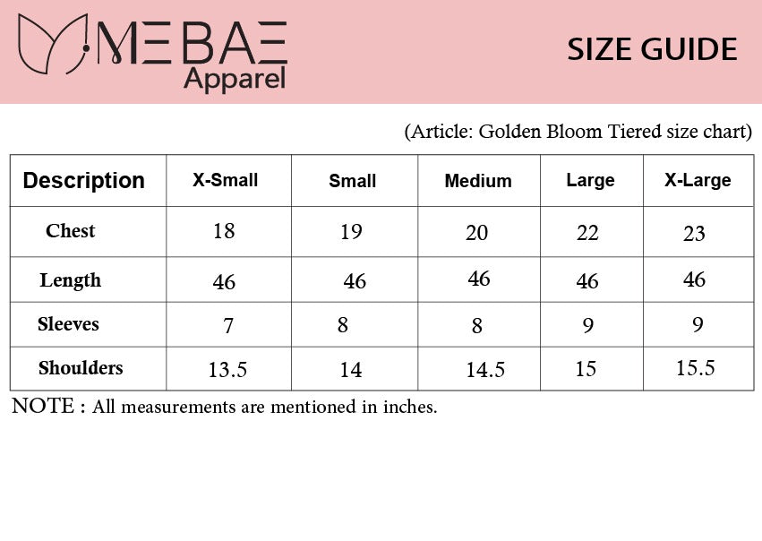 MeBae Stitched Frock Collection-Golden Bloom Tiered