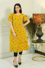 MeBae Stitched Frock Collection-Golden Bloom Tiered