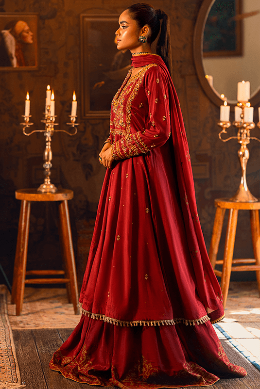 Qarmazi By Zaaviay Stitched Gulnaar (Three Piece)