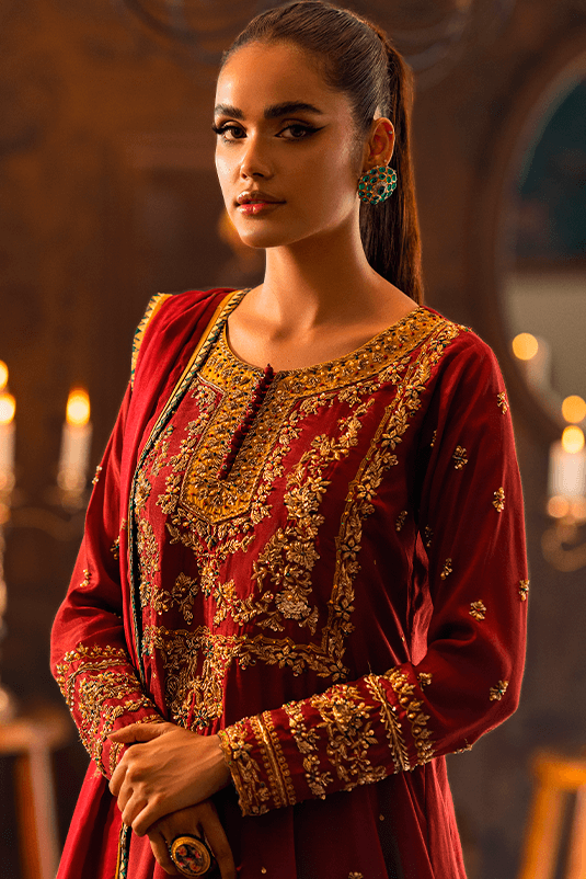 Qarmazi By Zaaviay Stitched Gulnaar (Three Piece)