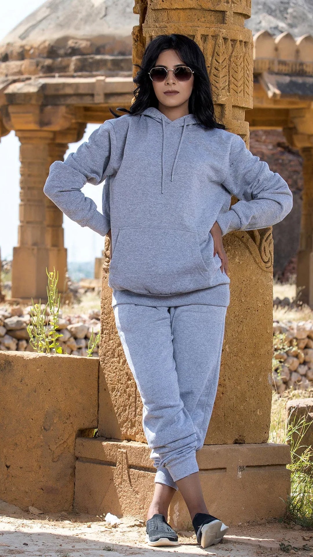Urban Cut Cotton Fleece Zipper Hoodie Grey 1 piece