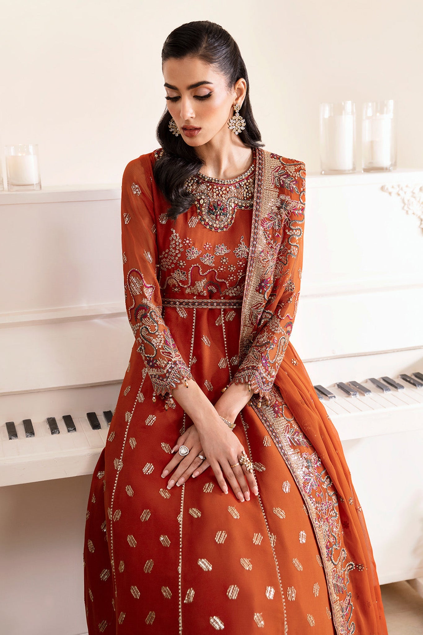 Reena By Alizeh Unstitched 3 Piece Luxury Formals Wedding Edits Collection'2024-HM-4014-Rustic