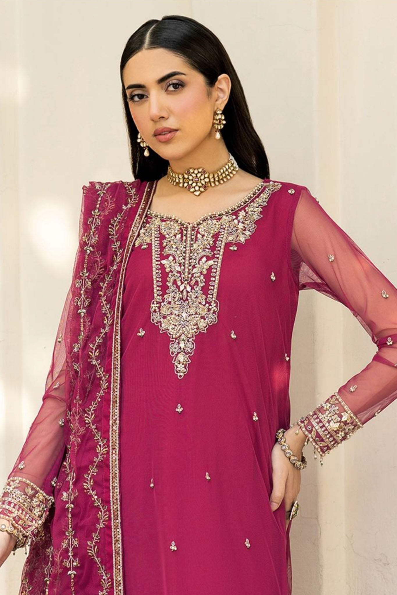Arzou By Zarif Unstitched 3 Piece Hand Emb Formals Collection'2025-HW-01-Remi