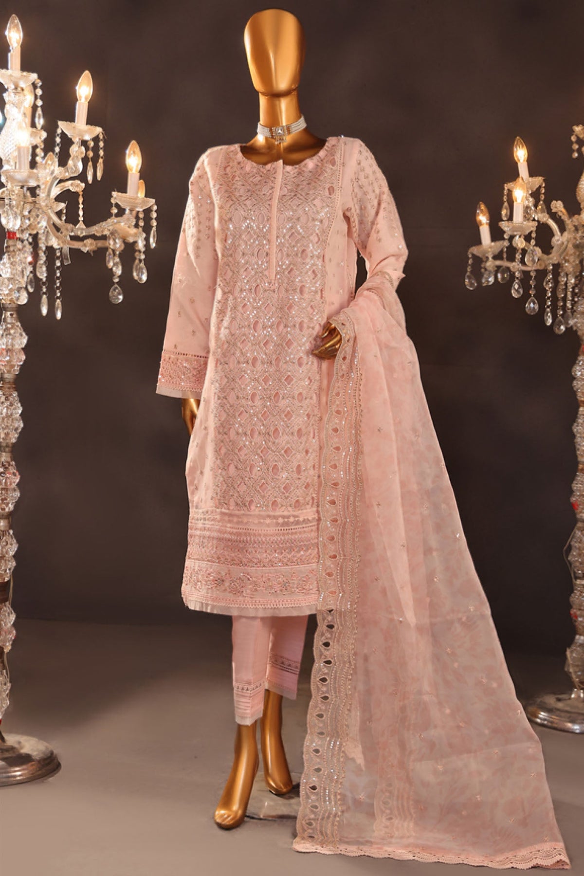 Falsafaa By HZ Stitched 3 Piece Festive Formals Vol-05 Collection-HZK-175-Pink