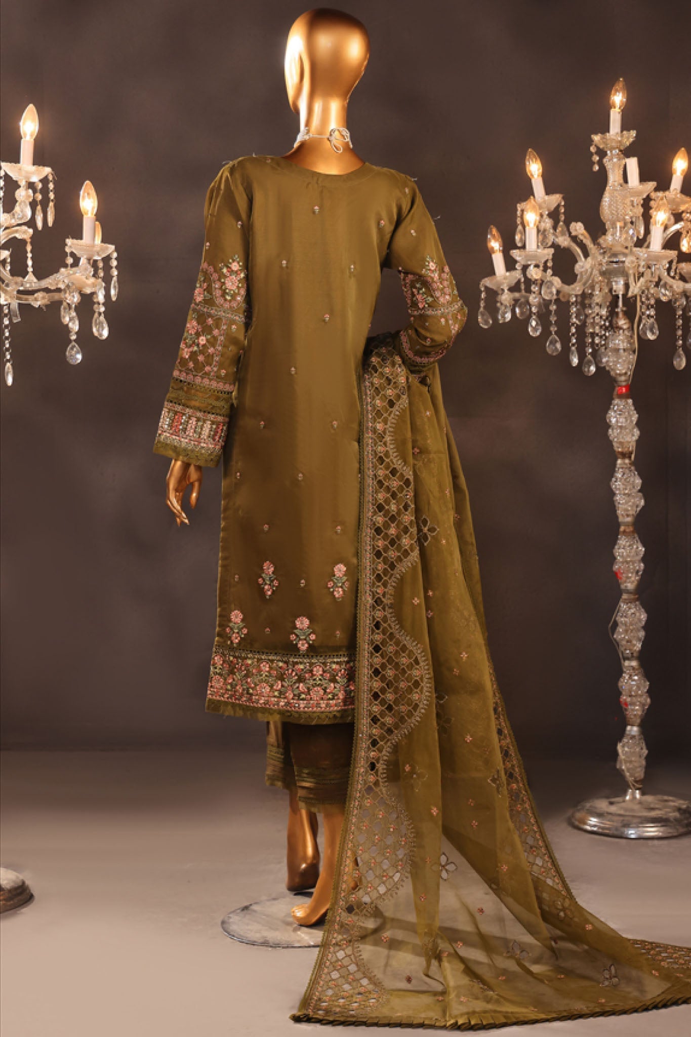 Falsafaa By HZ Stitched 3 Piece Festive Formals Vol-05 Collection-HZK-204-Mehndi