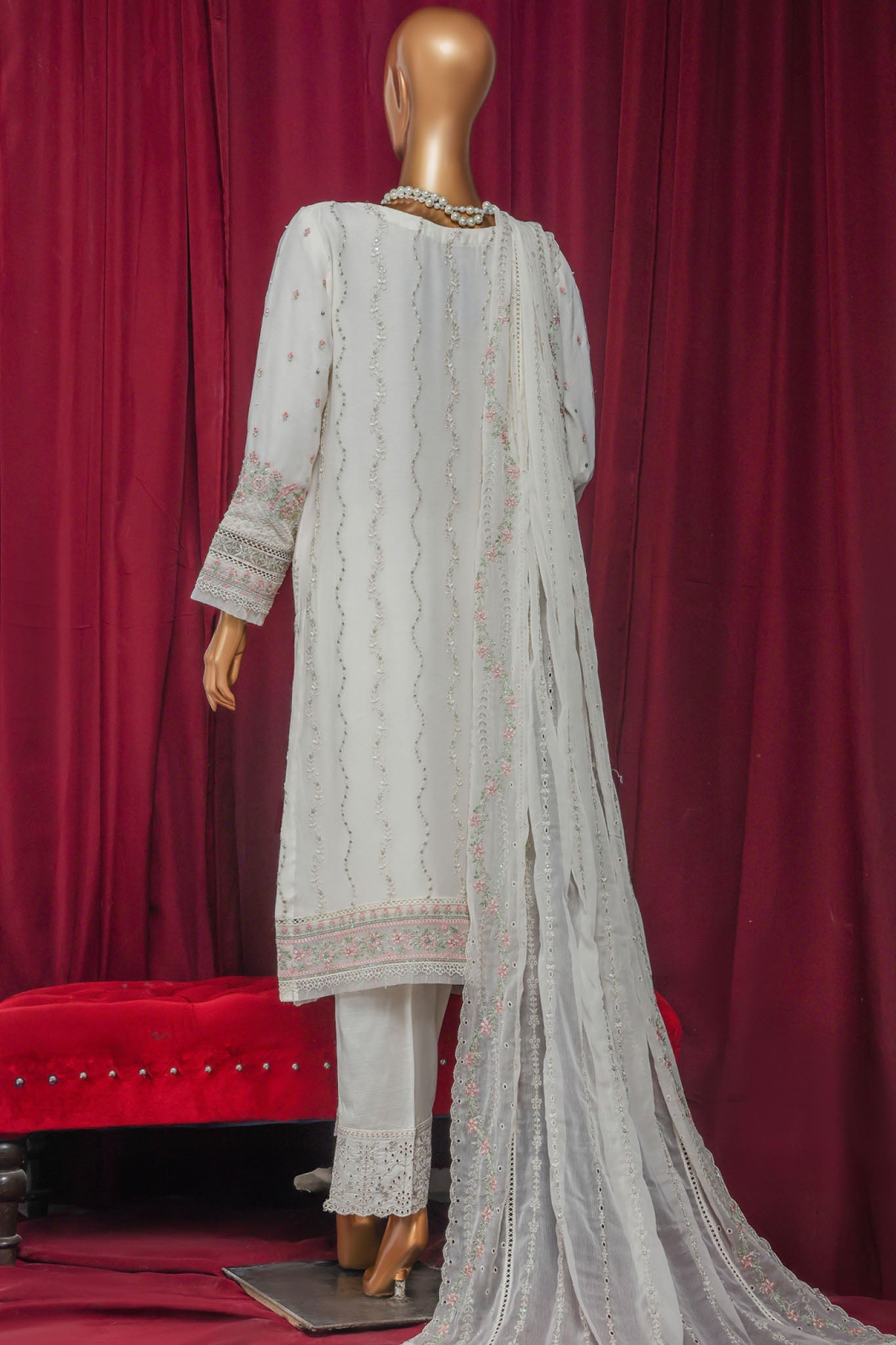 Fasaane By HZ Stitched 3 Piece Formals Chiffon Vol-09 Collection'2025-HZK-209-Cream