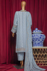 Fasaane By HZ Stitched 3 Piece Formals Chiffon Vol-09 Collection'2025-HZK-209-Pastel Blue