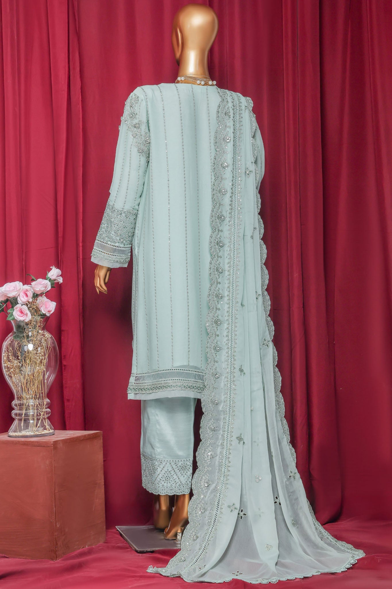 Fasaane By HZ Stitched 3 Piece Formals Chiffon Vol-09 Collection'2025-HZK-212-Pastel Green