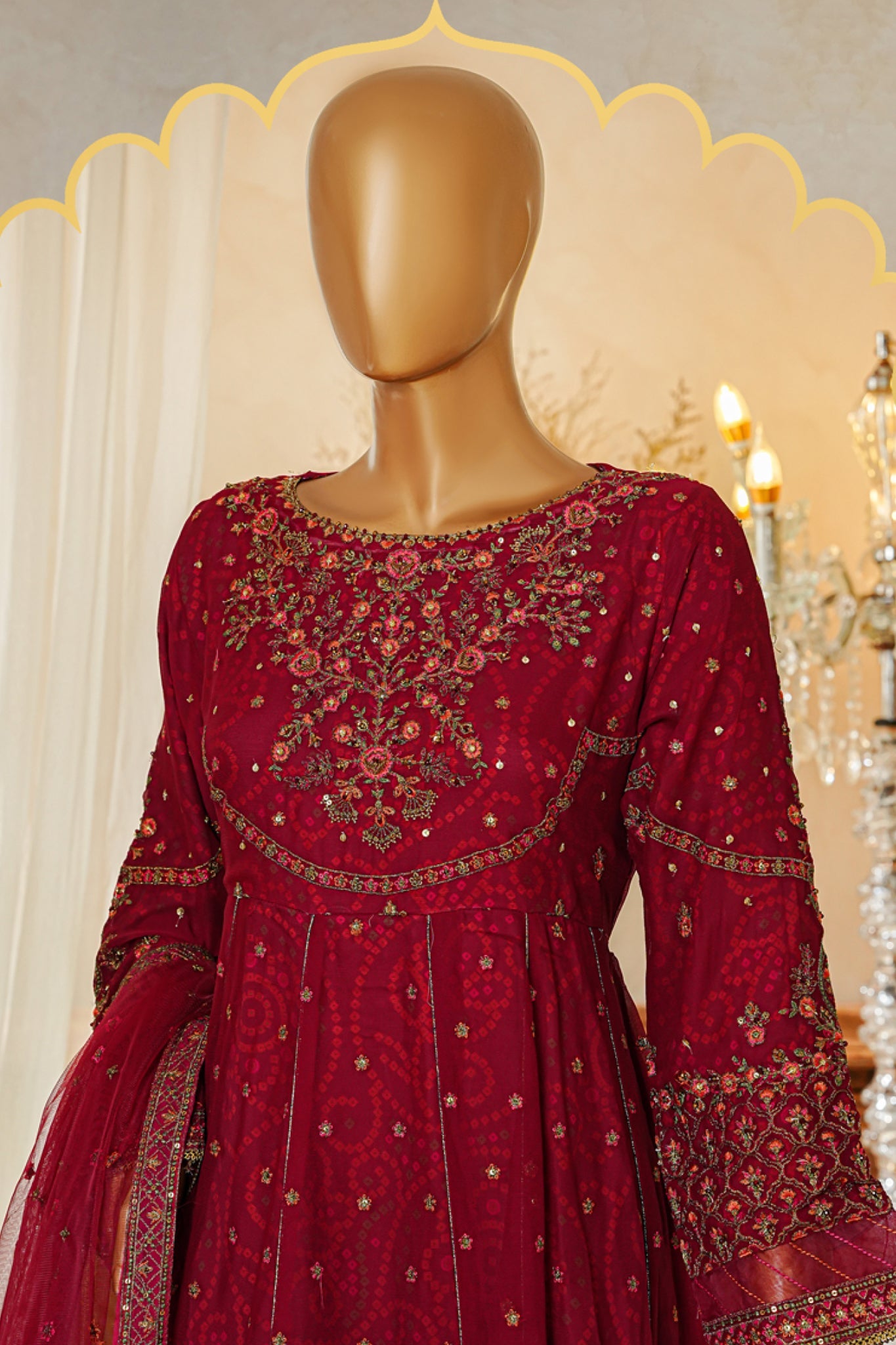 Shaadmaani By HZ Stitched 3 Piece Luxury Formals Collection'2025-HZK-213-Maroon