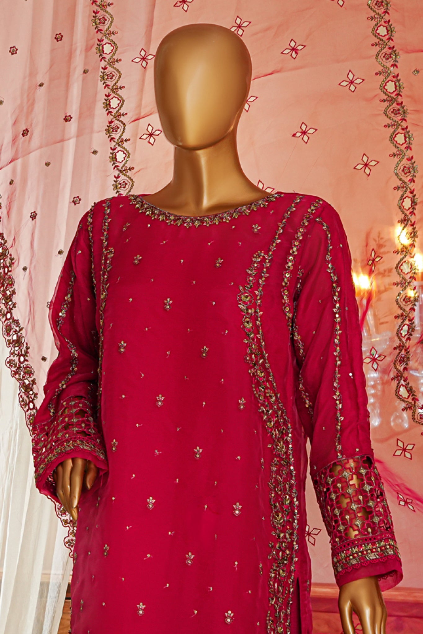 Shaadmaani By HZ Stitched 3 Piece Luxury Formals Collection'2025-HZK-215-Shocking Pink