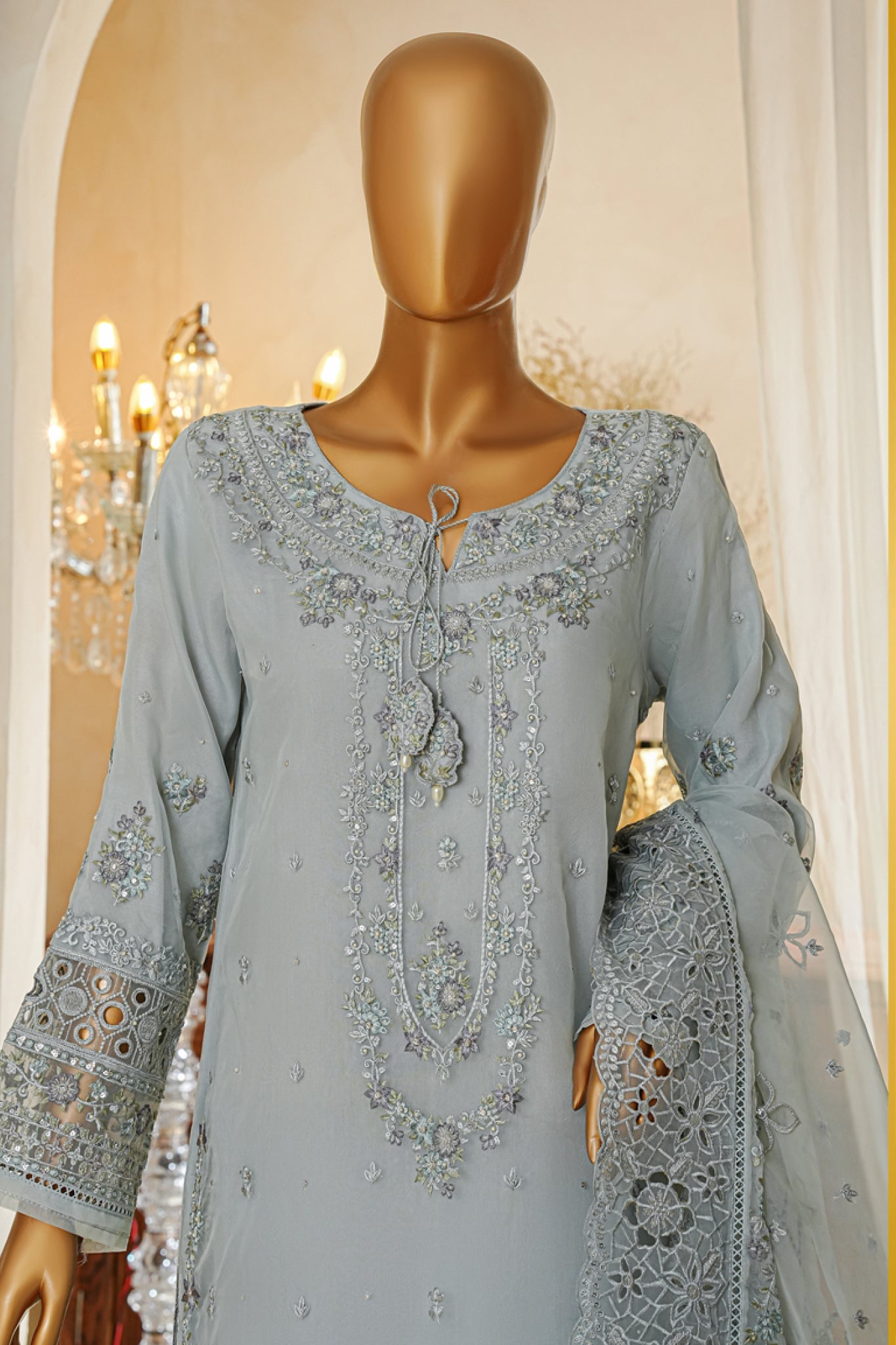 Shaadmaani By HZ Stitched 3 Piece Luxury Formals Collection'2025-HZK-217-Cloudy Blue