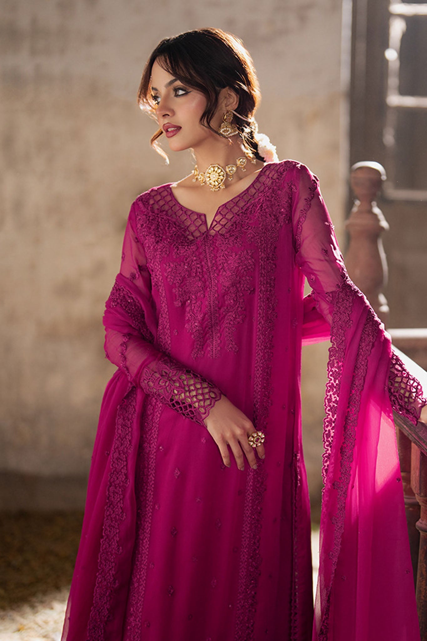 Azure Ensembles Unstitched 3 Piece Festive Formals Collection-I-01341-Plum Reverie