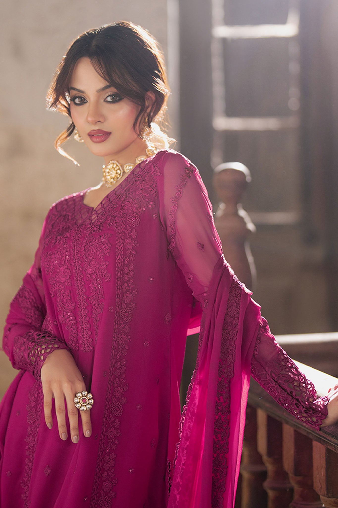 Azure Ensembles Unstitched 3 Piece Festive Formals Collection-I-01341-Plum Reverie