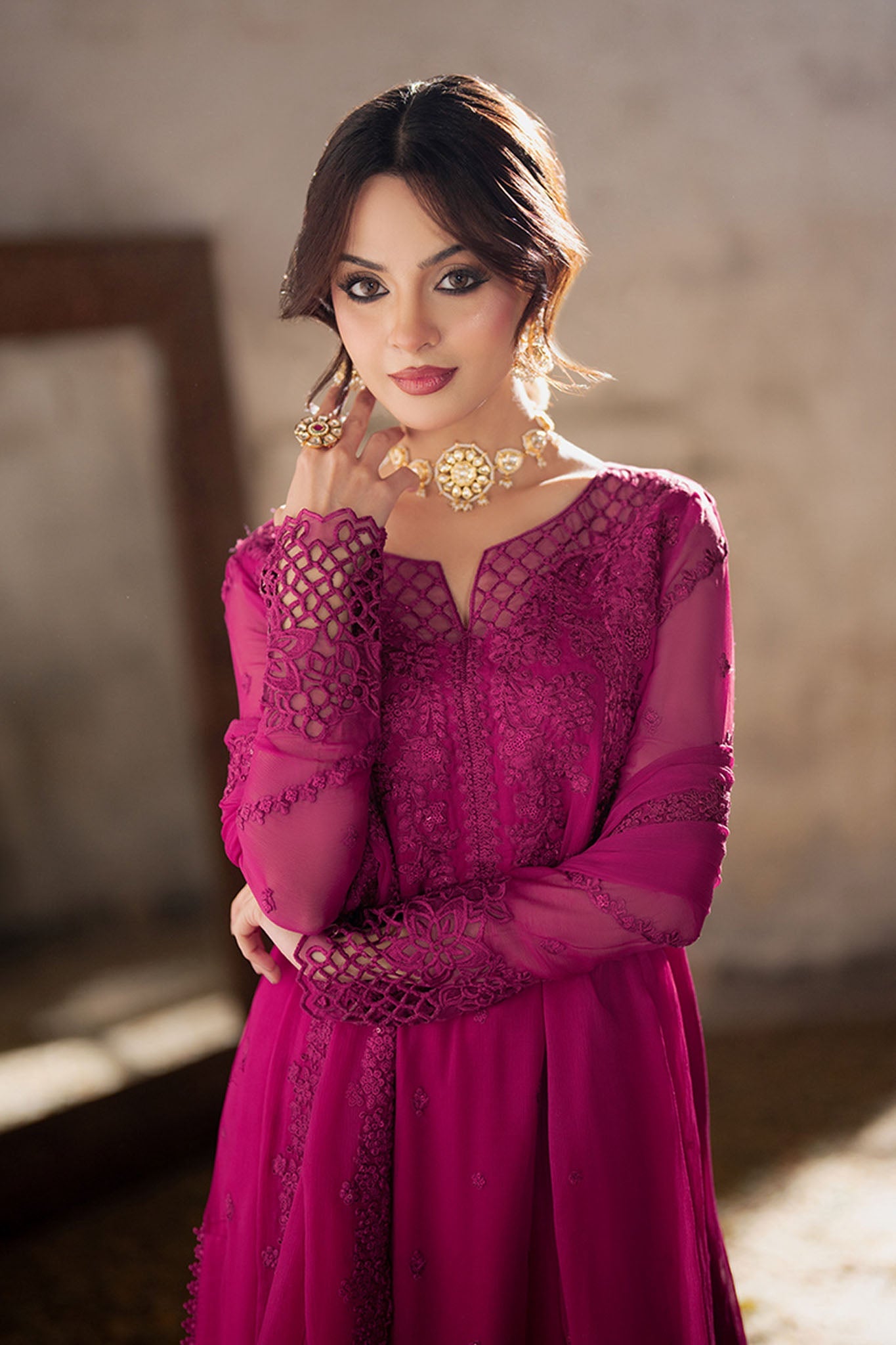 Azure Ensembles Unstitched 3 Piece Festive Formals Collection-I-01341-Plum Reverie