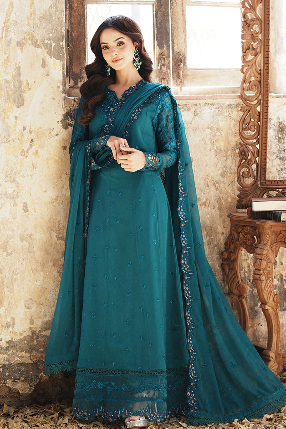 Azure Ensembles Unstitched 3 Piece Festive Formals Collection-I-01347-Mystic Teal