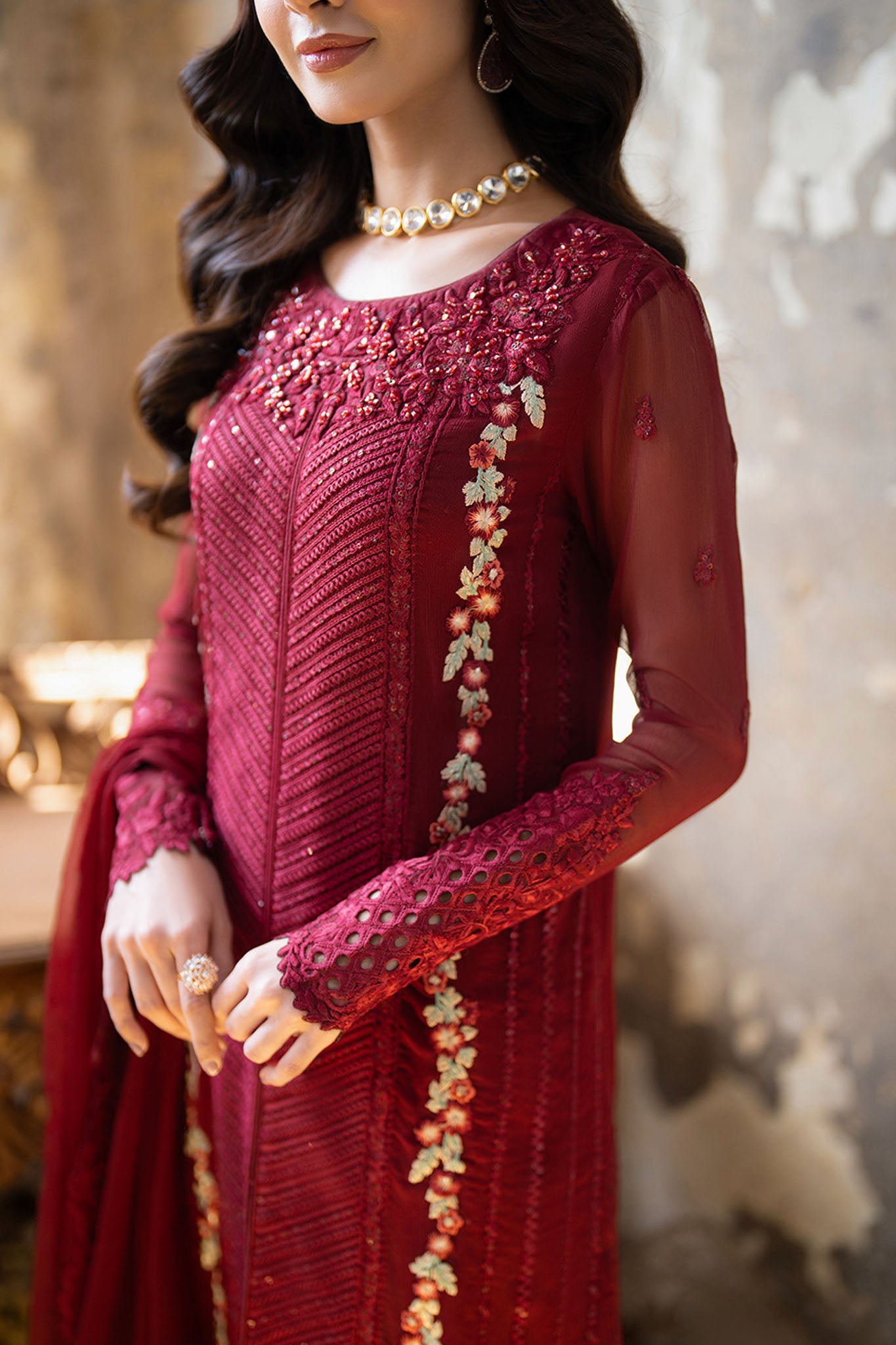 Azure Ensembles Unstitched 3 Piece Festive Formals Collection-I-01359-Vibrant Blaze