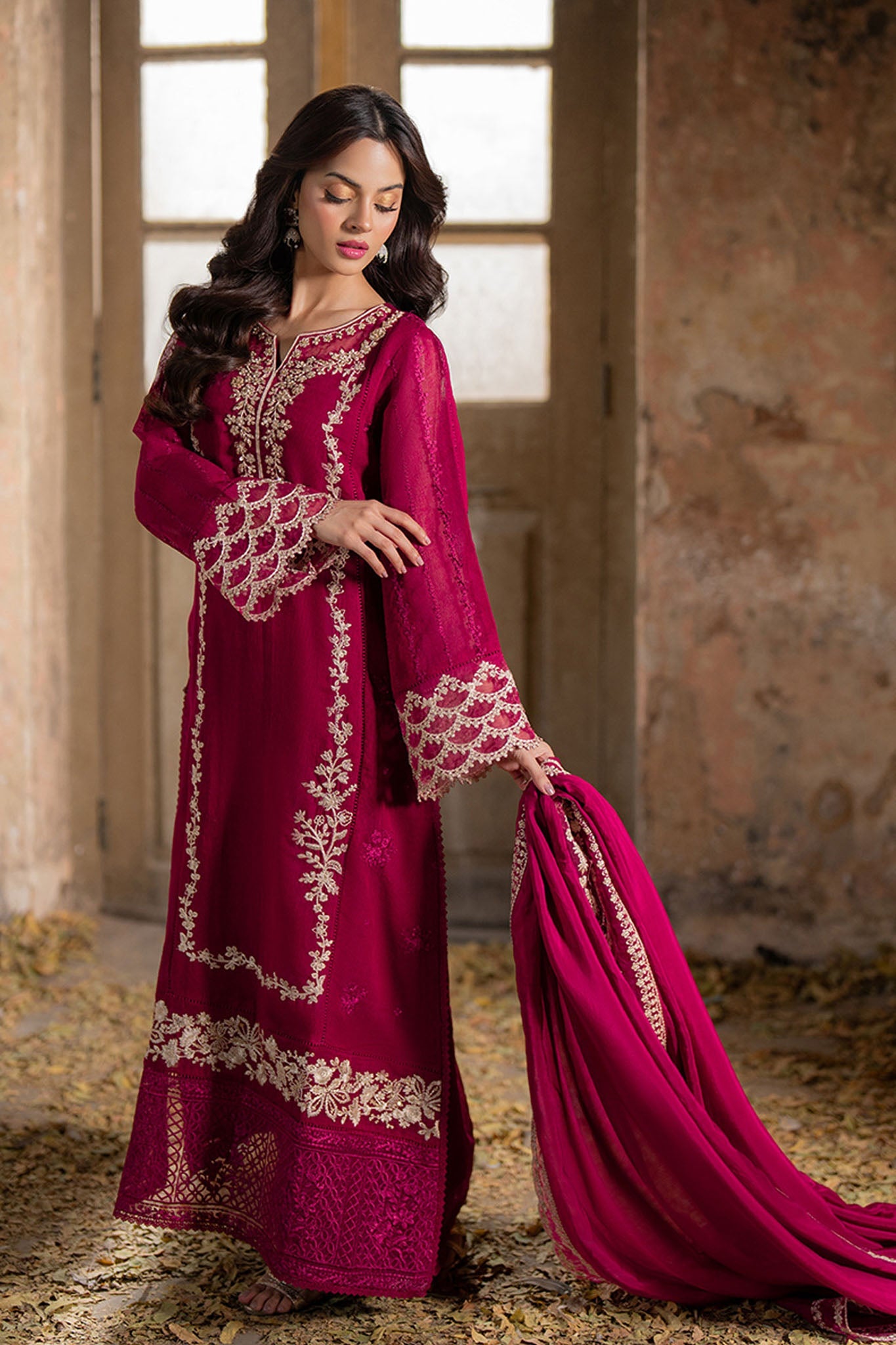 Azure Ensembles Unstitched 3 Piece Festive Formals Collection-I-01359-Vibrant Blaze