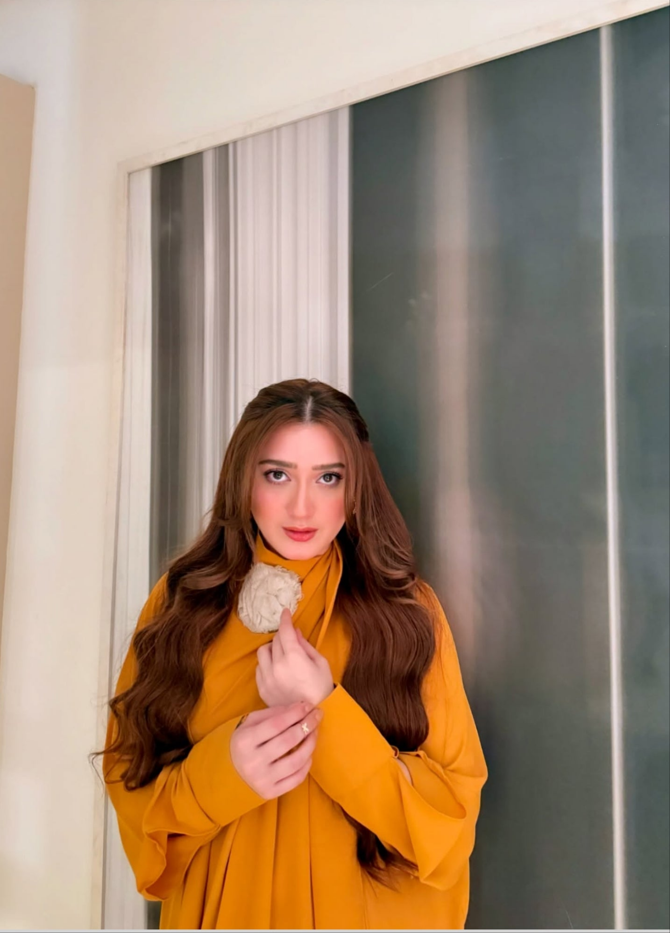 Manahils Stitched 2 Piece  Knot Set Mustard