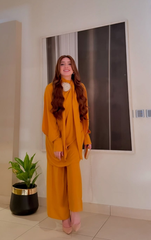 Manahils Stitched 2 Piece  Knot Set Mustard
