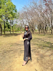 Manahils Stitched Black Embroidered Two Pc