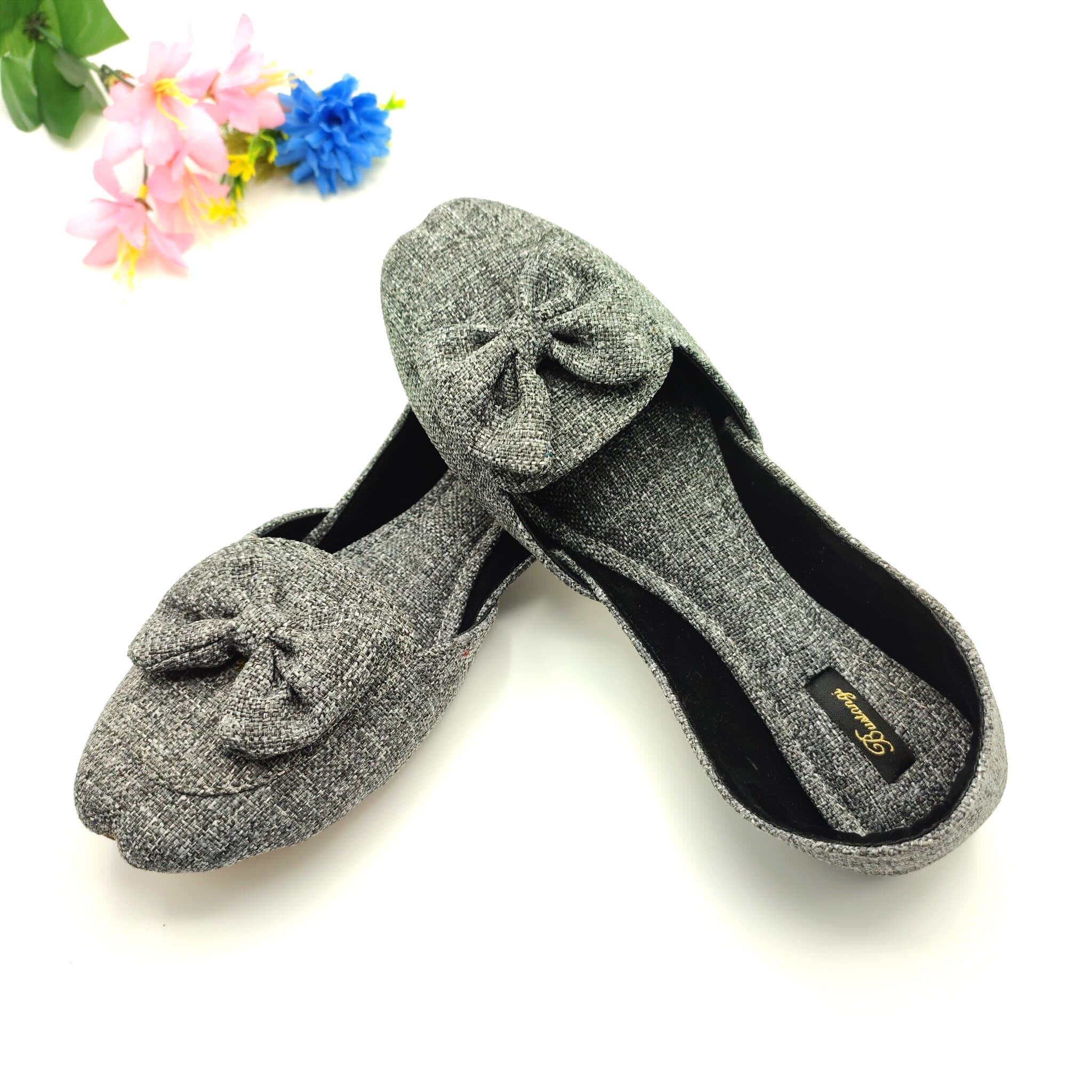 Bustangi Gray Bow Loafers