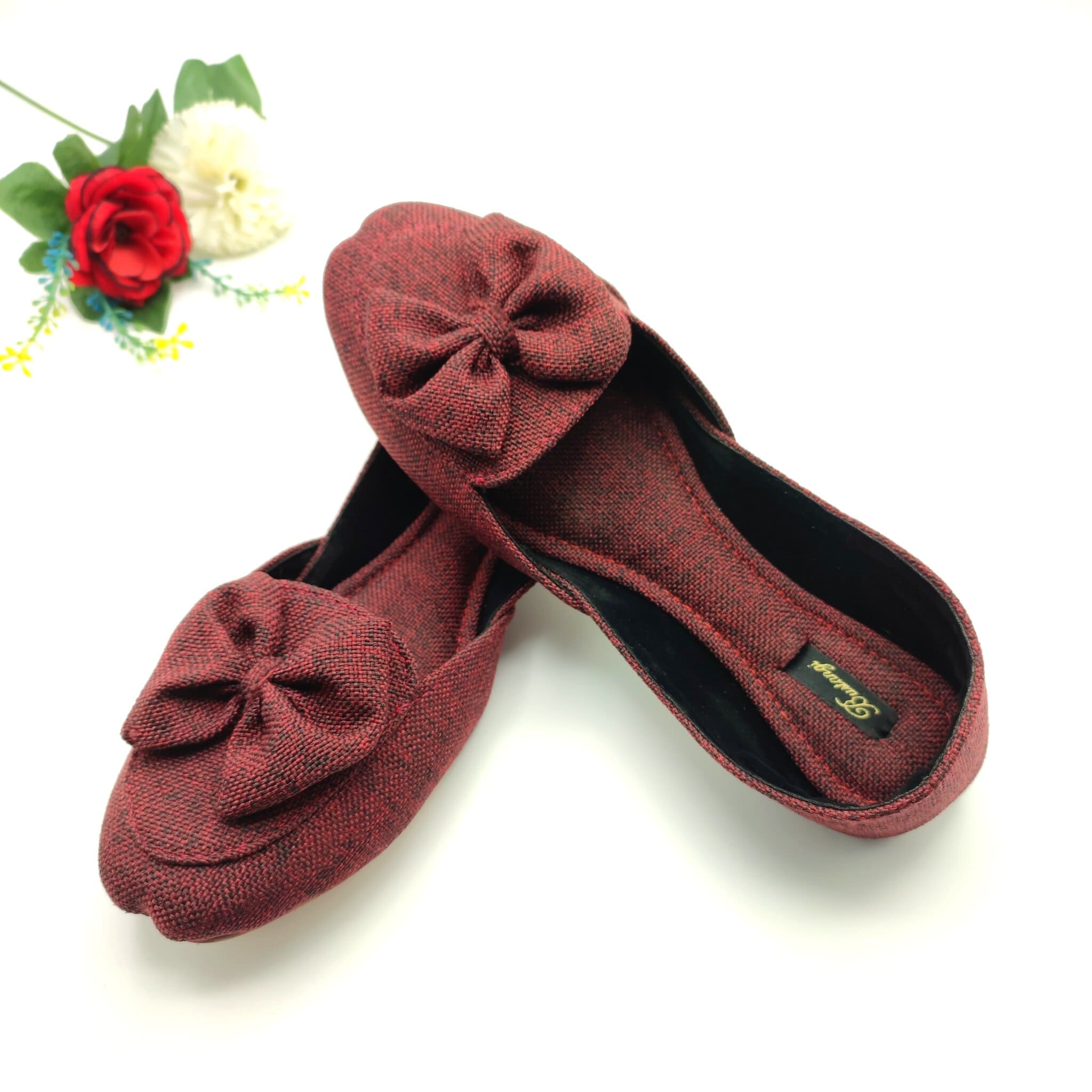 Bustangi Maroon Bow Loafers