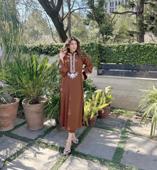 Manahils Stitched Dark Brown Embroidered Two Pc